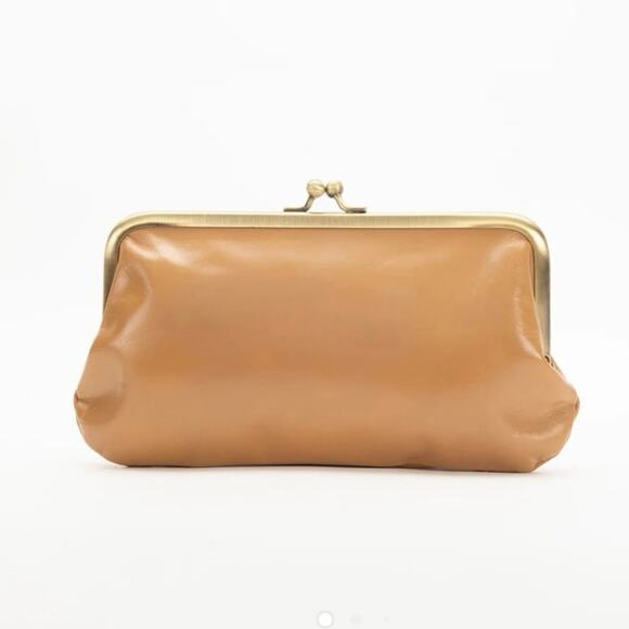 Prema Leathers Grace Kiss Lock Clutch Wallet Tan Brown Vintage Inspired Elegant - Picture 1 of 6